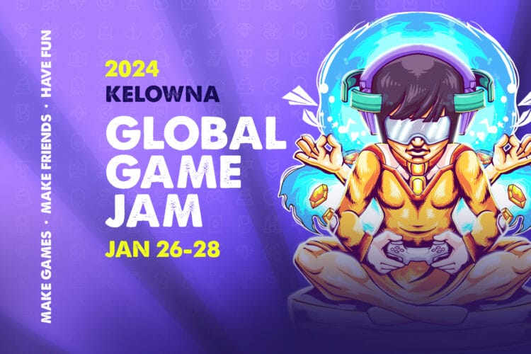 Vibrant poster showcasing the excitement of the Global Game Jam event, inviting participants to get creative, make games, make friends and have fun.