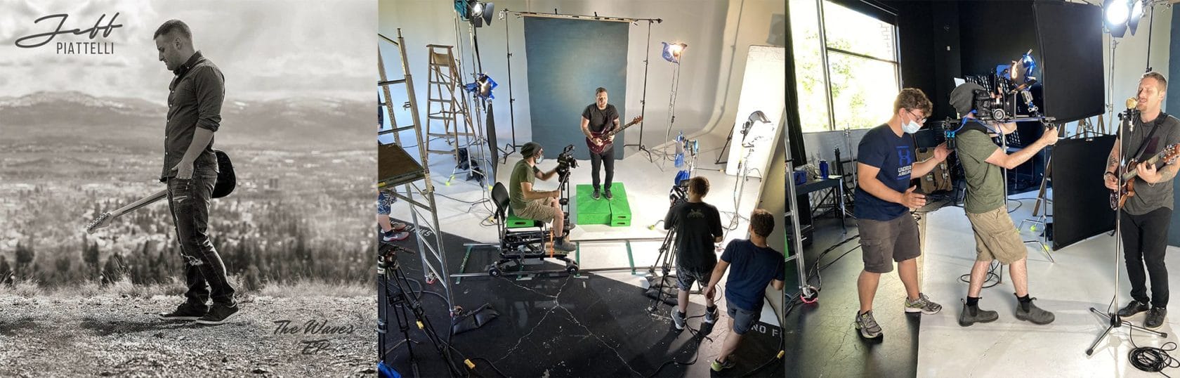 A photo of a man in front of a camera and a man in front of a camera.