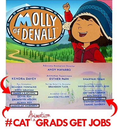 A poster for molly of denali cat grads get jobs.